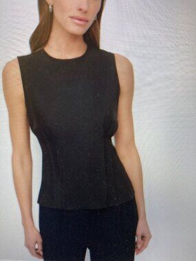 DKNY WOMENS SLEEVELESS PEPLUM BLOUSE  BLACK SP   NWT